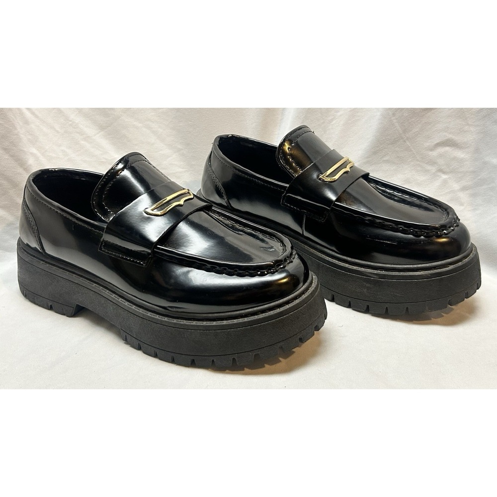 ASOS Design Chunky Loafers Black Patent Leather Womens 9 Creepers Goth Punk